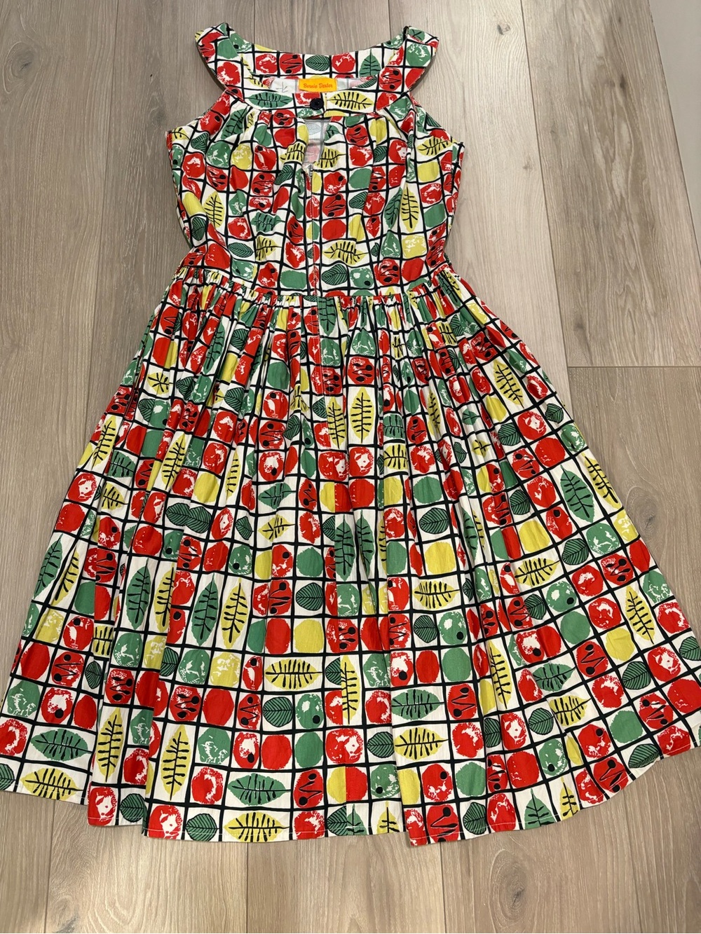Bernie Dexter Red, Green & Yellow Grid Print Dress